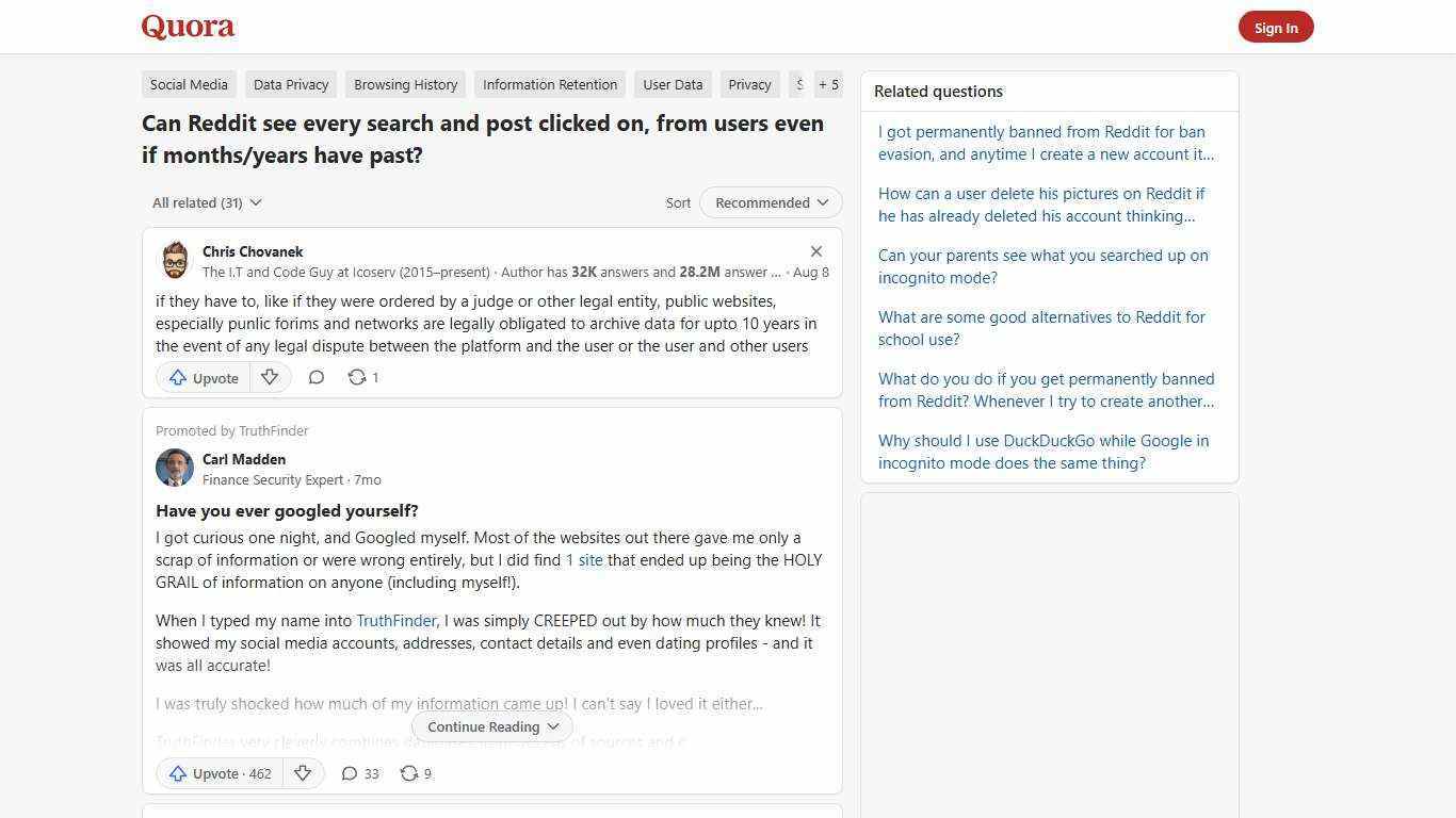 Can Reddit see every search and post clicked on, from users even if months/years have past? - Quora